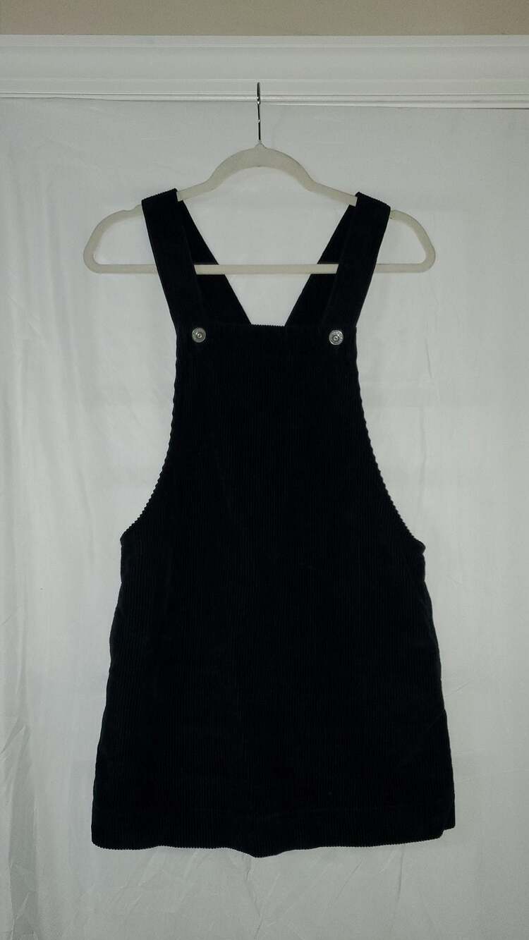 BDG Urban Outfitters Black Corduroy Pinafore Overall Dress XS